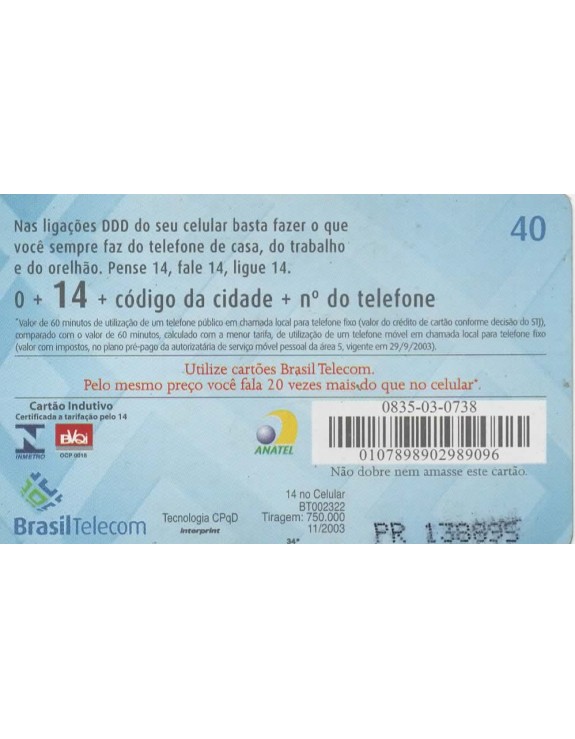 BRASIL TELECOM - 14 NO CELULAR