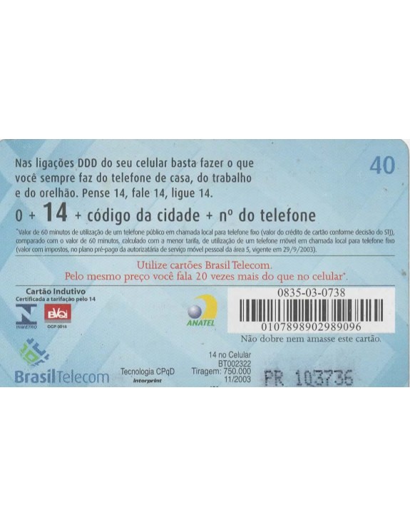 BRASIL TELECOM - 14 NO CELULAR