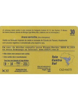 SERIE AVES AMEAÇADAS SE EXTINÇÃO NO PARANA 04/14 - ARARA VERMELHA -ARA CHLOROPTERA