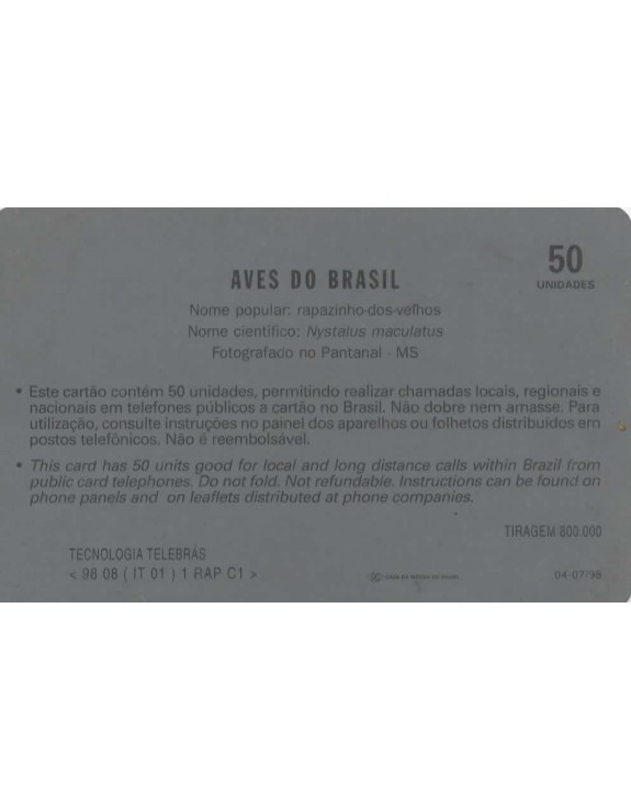 AVES DO BRASIL - RAPAZINHO DOS VELHOS 