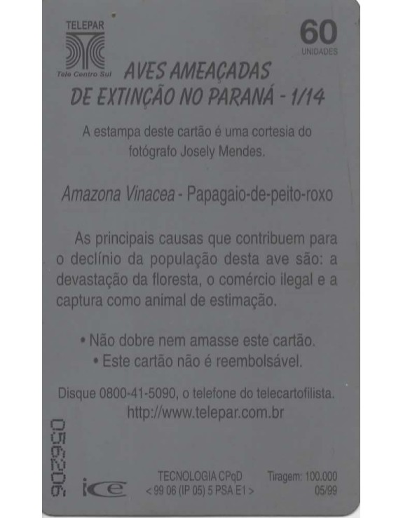 AVES AMEAÇADAS DE EXTINÇÃO NO PARANA 01/14