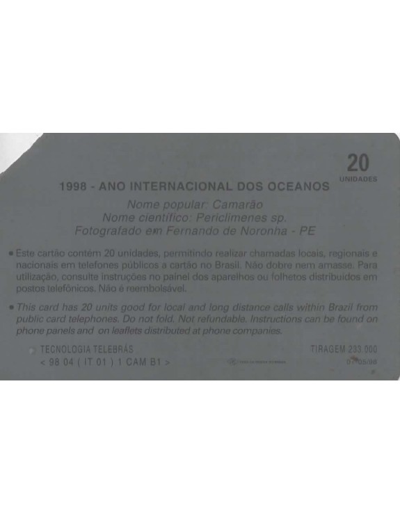 ANO INTERNACIONAL DOS OCEANOS - 1998 - CAMARAO