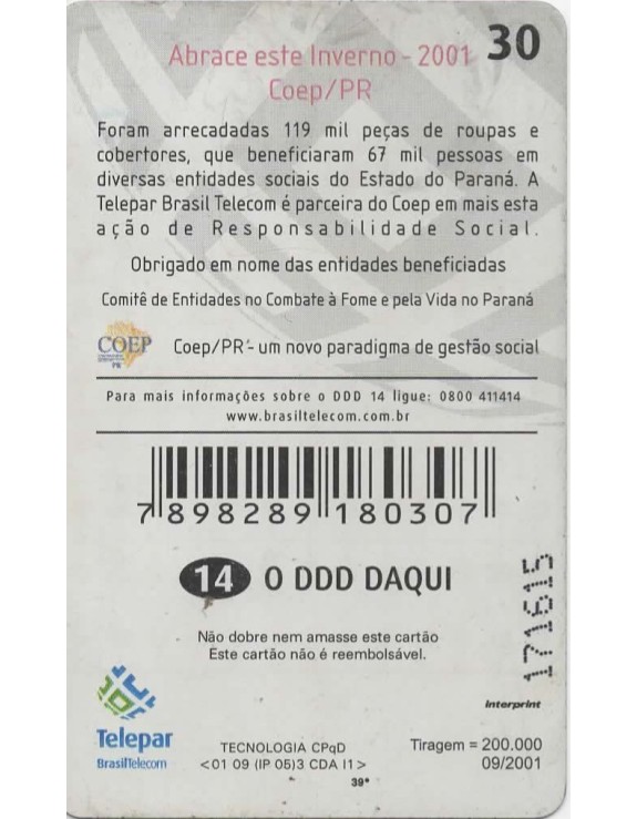 CAMPANHA DO AGASALHO 2001 - COEP/PR