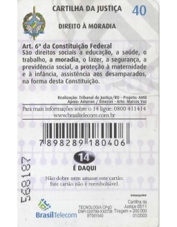 CARTILHA DA JUSTIÇA 05/11 - DIREITO A  MORADIA