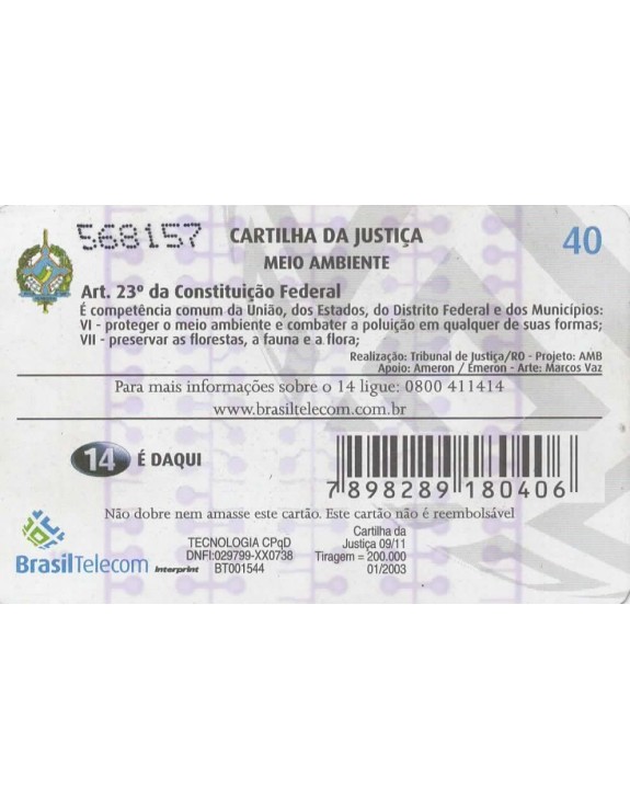 CARTILHA DA JUSTIÇA 09/11 - PROTEÇÃO AO MEIO AMBIENTE