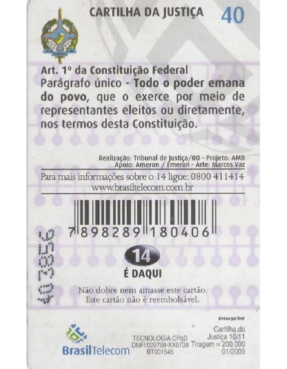 CARTILHA DA JUSTIÇA 10/11 - ART 1 DA CONSTITUIÇAO FEDERAL