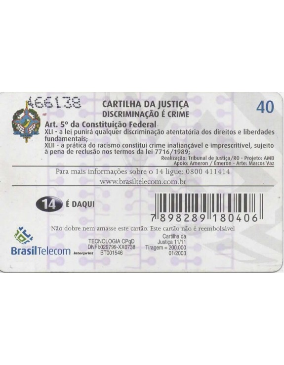 CARTILHA DA JUSTIÇA 11/11 - DISCRIMINAÇÃO E CRIME