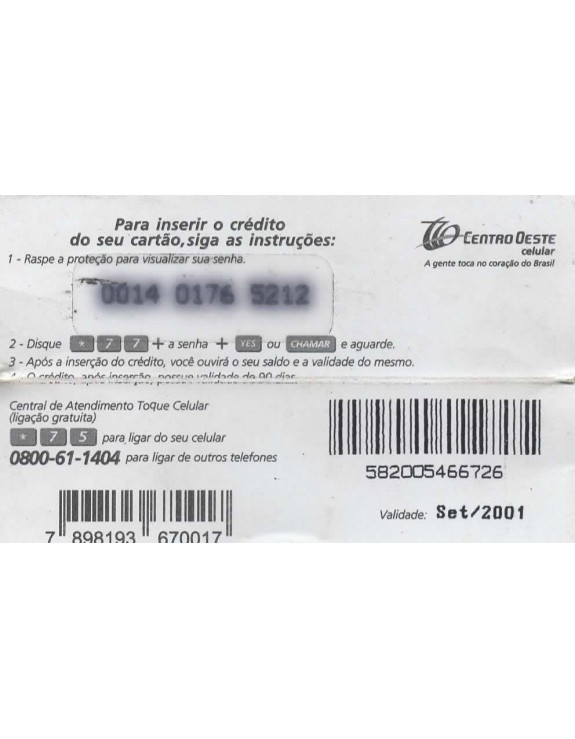 CENTRO OESTE CELULAR - TOQUE CARTAO