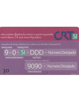 CRT - COMPANHIA RIOGRANDESE DE TELECOMUNICAÇOES - 51 LOGAÇOES A DISTANCIA