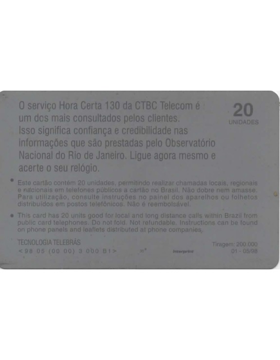 CTB TELECOM SERIE: PRODUTOS E SERVIÇOS HORA CERTA 130
