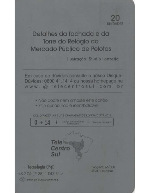 CTMR - DETALHES DA FACHADA E DA TORRE DO RELOGIO DO MERCADO PUBLICO DE PELOTAS