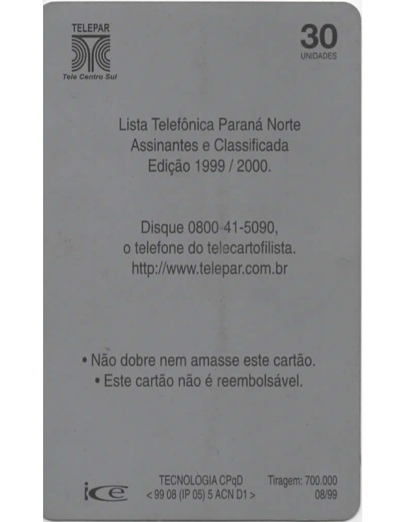 EDITEL - LISTA TELEFONICA PARANA NORTE EDIÇAO 1999/2000