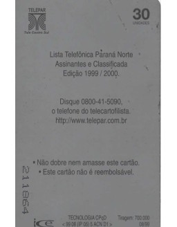 EDITEL - LISTA TELEFONICA PARANA NORTE EDIÇAO 1999/2000