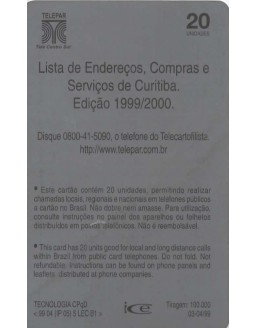 EDITEL - LISTA TELEFONICA CURITIBA 1999/2000 - LISTA DE ENDEREÇOS E SERVIÇOS