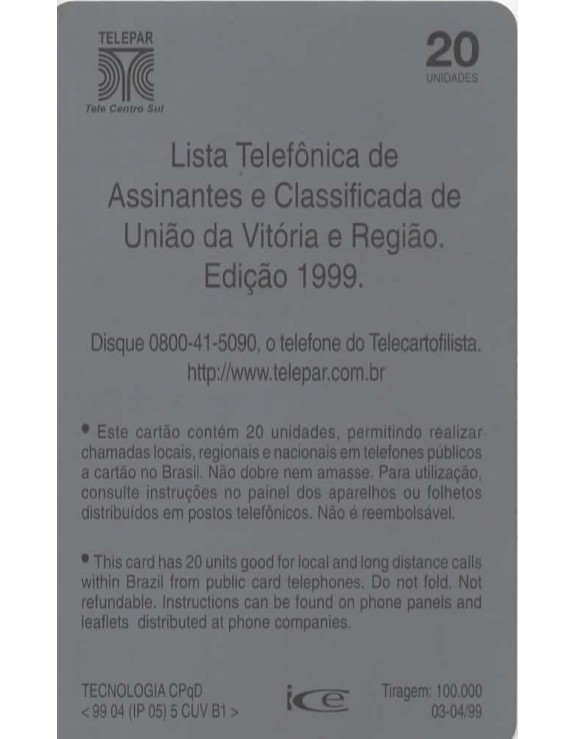 EDITEL - LISTA TELEFONICA PARANA SUL 1999