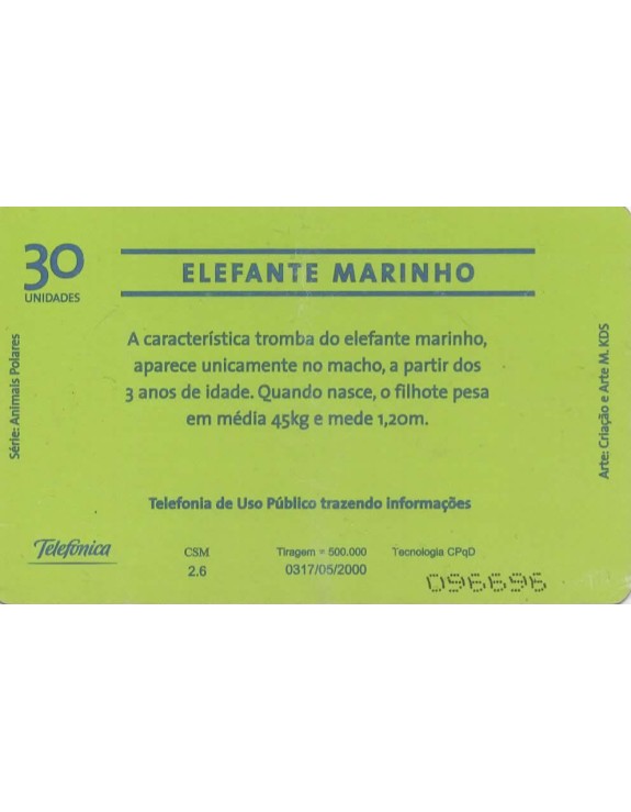 SERIE ANIMAIS POLARES - ELEFANTE MARINHO