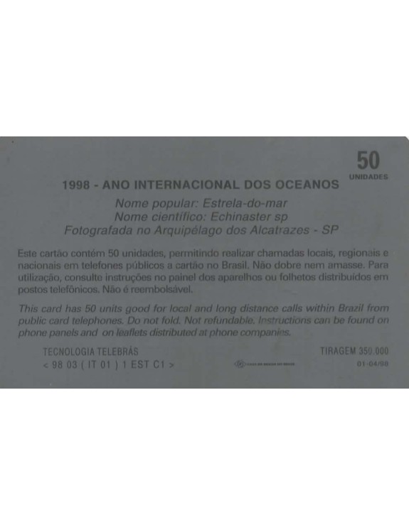 ANO INTERNACIONAL DOS OCEANOS - 1998 - ESTRELA DO MAR