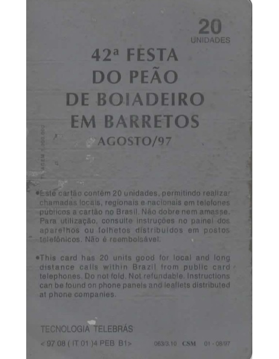 FESTA DO PEAO DE BOIADEIRO BARRETOS/97 - 42. FESTA DE BOIADEIRO EM BARRETOS AGOSTO/97
