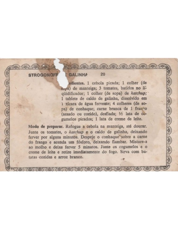 FICHARIO ANTIGO DE RECEITAS 019 E 020