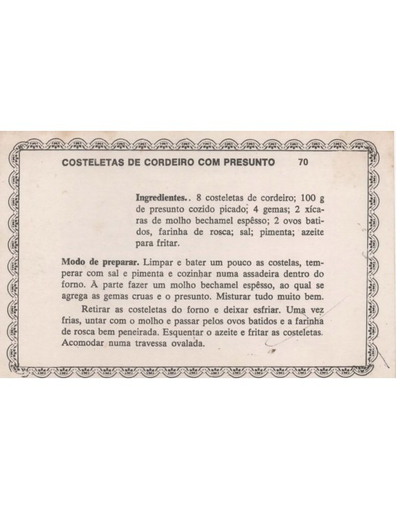 FICHARIO ANTIGO DE RECEITAS 069 E 070