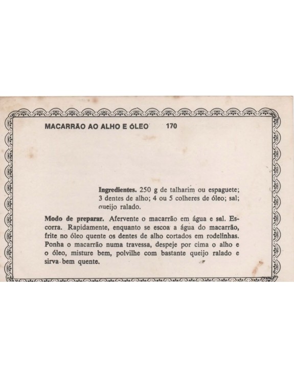 FICHARIO ANTIGO DE RECEITAS 169 E 170