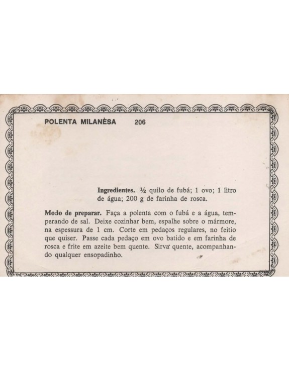 FICHARIO ANTIGO DE RECEITAS 205 E 206