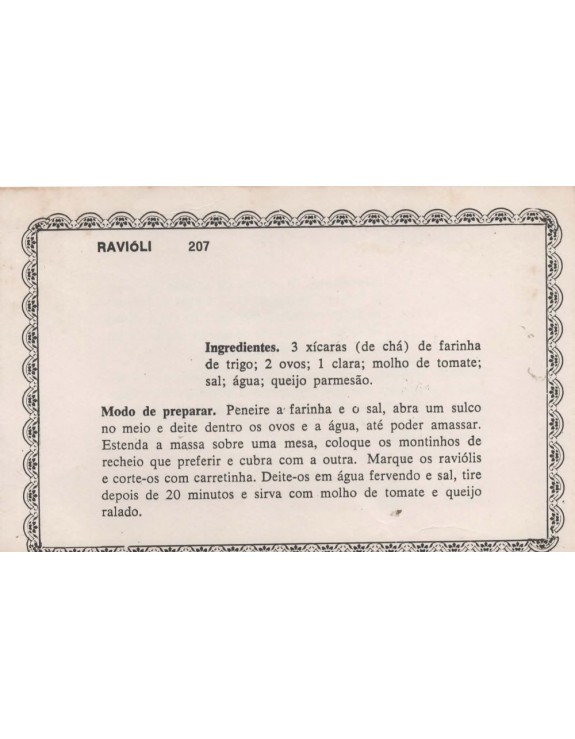FICHARIO ANTIGO DE RECEITAS 207 E 208