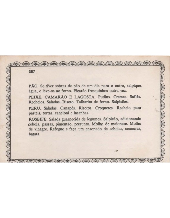 FICHARIO ANTIGO DE RECEITAS 287 E 288