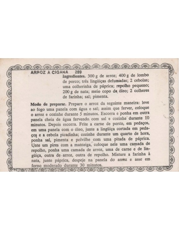 FICHARIO ANTIGO DE RECEITAS 289 E 290 