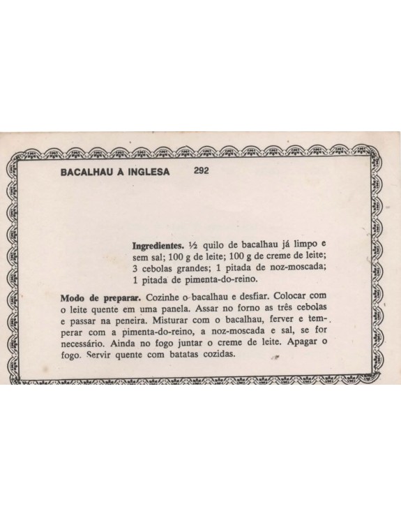 FICHARIO ANTIGO DE RECEITAS 291 E 292