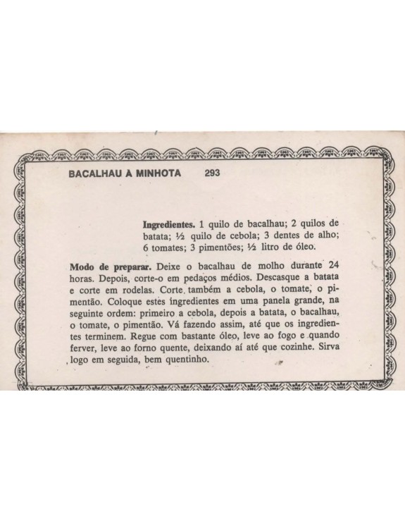 FICHARIO ANTIGO DE RECEITAS 293 E 294