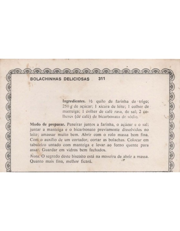 FICHARIO ANTIGO DE RECEITAS 311 E 312