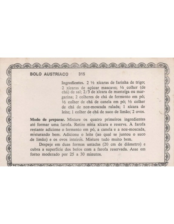 FICHARIO ANTIGO DE RECEITAS 315 E 316