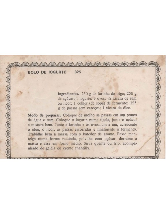 FICHARIO ANTIGO DE RECEITAS 325 e 326