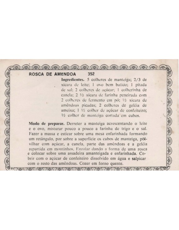 FICHARIO ANTIGO DE RECEITAS 351 E 352