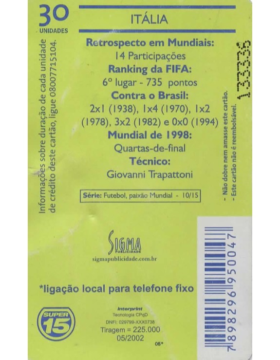 SERIE FUTEBOL PAIXAO MUNDIAL 10/15 - ITALIA