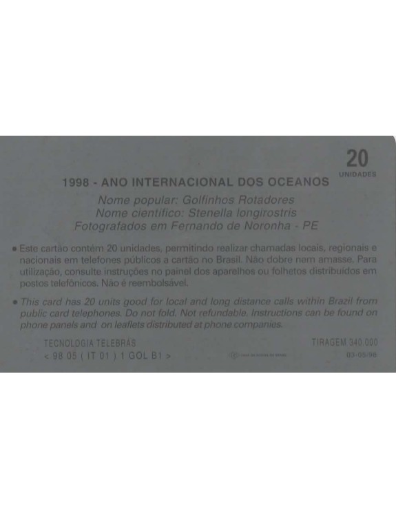 ANO INTERNACIONAL DOS OCEANOS - 1998 - GOLFINHOS ROTADORES