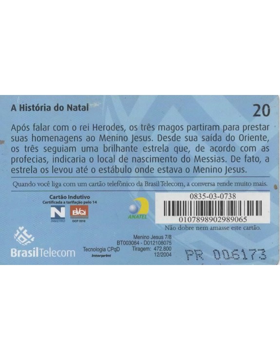 MENINO JESUS 07/08 A HISTORIA DO NATAL