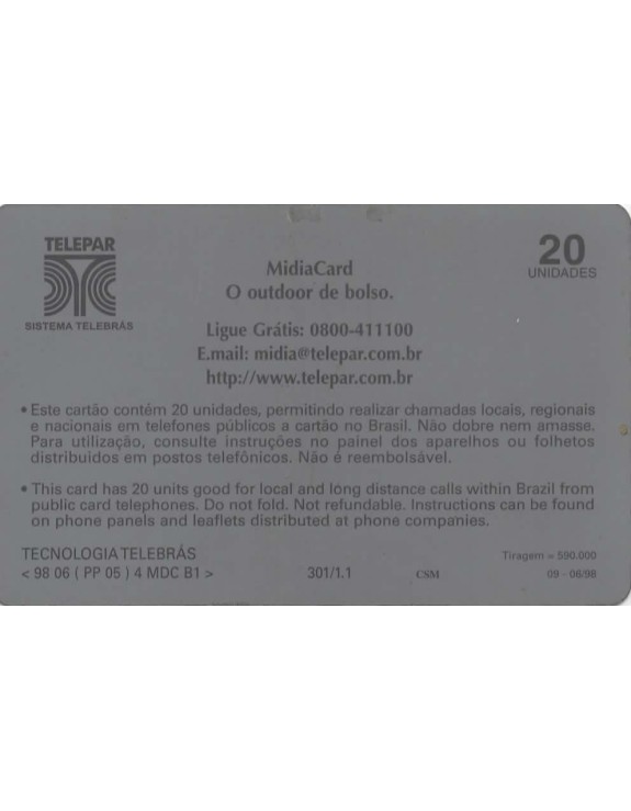 TELEPAR - MIDIACARD O OUTDOOR DE BOLSO - ANUNCIE AQUI