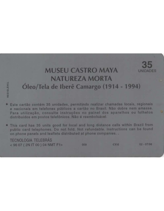 SERIE MUSEUS - MUSEU CASTRO MAYA - NATUREZA MORTA OLEO/TELA DE IBERE CAMARGO 1914-1994
