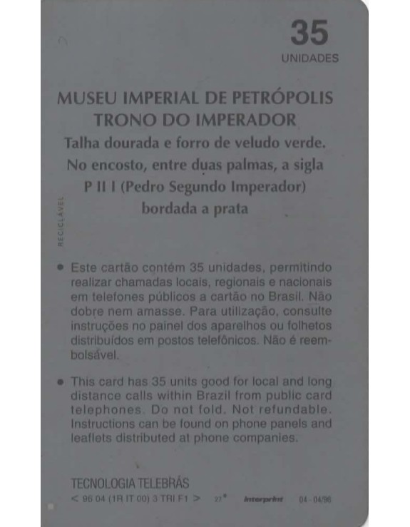 SERIE MUSEUS - MUSEU IMPERIAL DE PETROPOLIS - TRONO DO IMPERADOR