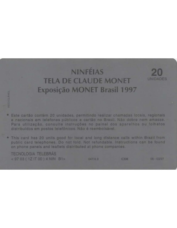 NINFEIAS -TELE DE CLAUDE MONET - EXPOSIÇAO  MONET BRASIL 1997