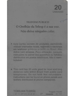 TELEFONE PUBLICO O ORELHAO DA TELESP