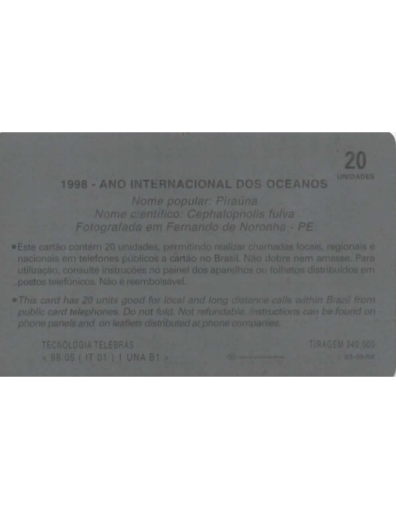 ANO INTERNACIONAL DOS OCEANOS - 1998 - PIRAUNA