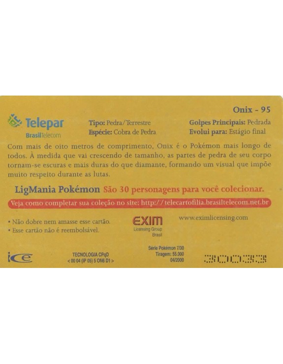 LIGMANIA POKEMON 07/30 -ONIX
