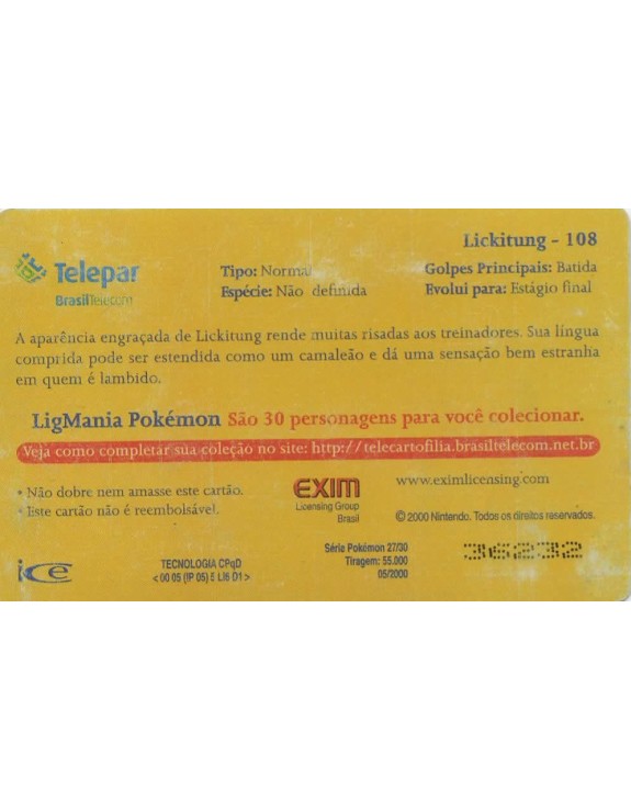 LIGMANIA POKEMON 27/30 - LICKITUNG