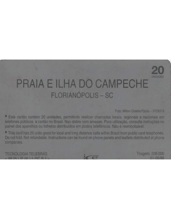 PRAIA E ILHA  DO CAMPECHE - FLORIANOPOLIS -SC - TELES