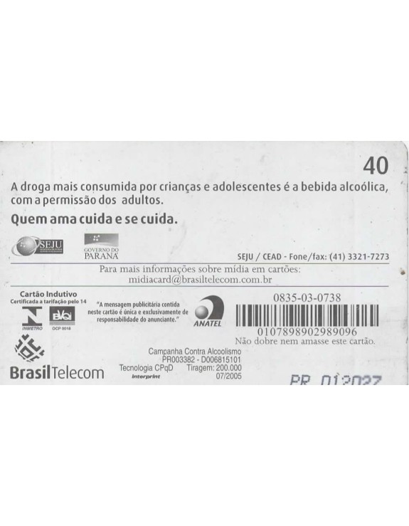 CAMPANHA CONTRA ALCOOLISMO - PREVIDA