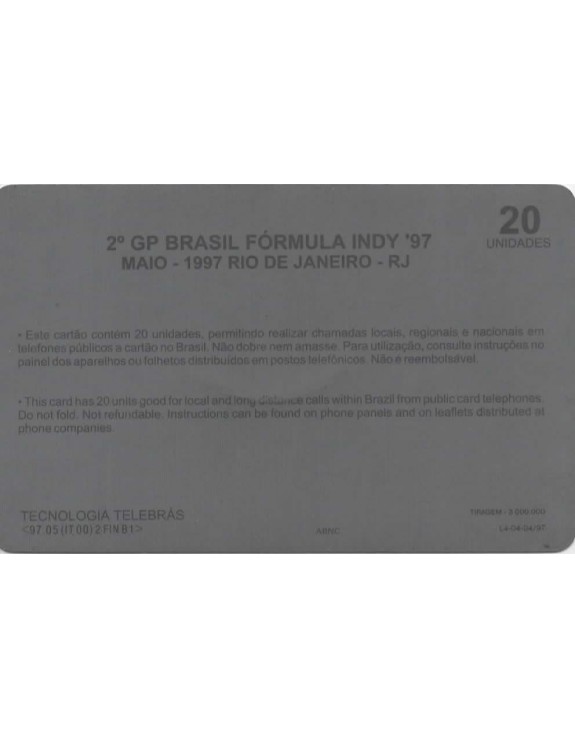 RIO 400 - 2. GP BRASIL FORMULA INDY 97 MAIO  RIO DE JANEIRO