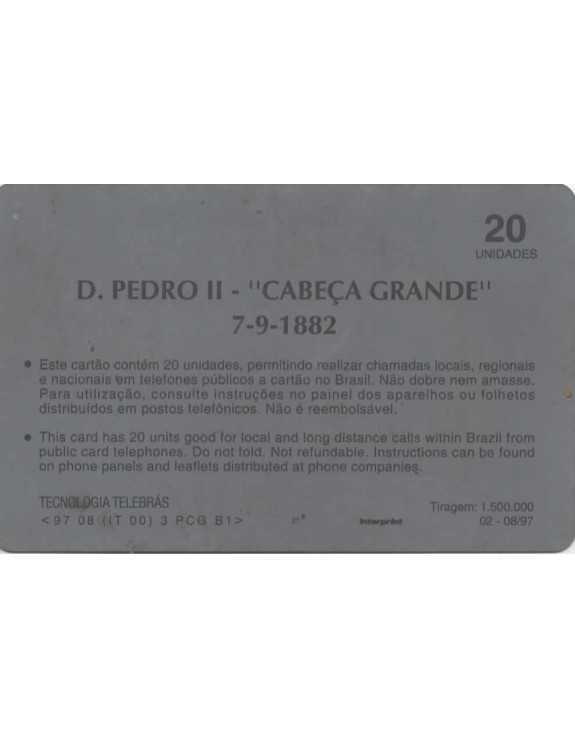 SERIE SELOS BRASILEIROS - I - D.PEDRO II - "CABEÇA GRANDE" 7-9-1882